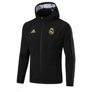 Jaqueta com capuz oficial Adidas Real Madrid 2019 2020 preta